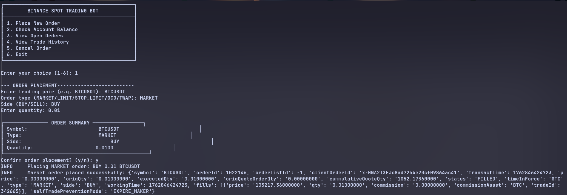 Futures Trading Bot Screenshot